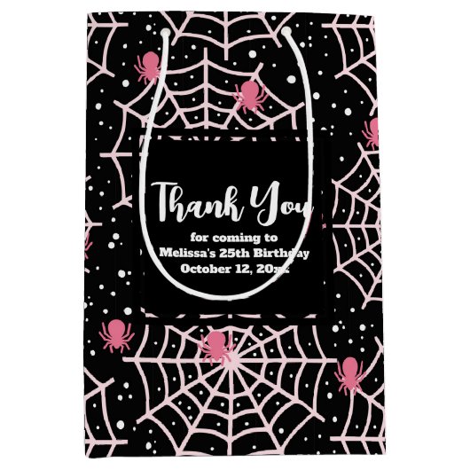 Halloween Cobwebs & Spiders Pattern Hartelijk dank Medium Cadeauzakje (Voorkant)