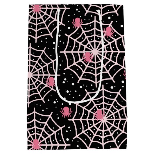 Halloween Cobwebs & Spiders Pattern Hartelijk dank Medium Cadeauzakje (Achterkant)