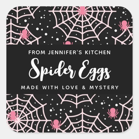 Halloween Cobwebs & Spiders Pattern Kitchen Vierkante Sticker (Voorkant)