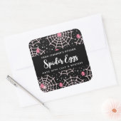 Halloween Cobwebs & Spiders Pattern Kitchen Vierkante Sticker (Envelop)