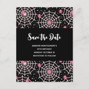 Halloween Cobwebs & Spiders Pattern Save the Date Uitnodiging Briefkaart