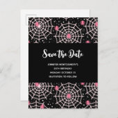 Halloween Cobwebs & Spiders Pattern Save the Date Uitnodiging Briefkaart (Voorkant / Achterkant)