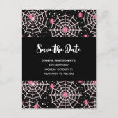 Halloween Cobwebs & Spiders Pattern Save the Date Uitnodiging Briefkaart (Voorkant)