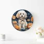 Halloween Cockapoo met pomkins Scary Grote Klok (Huis)