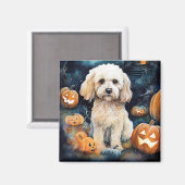 Halloween Cockapoo met pomkins Scary Magneet (Voorkant / Achterkant)