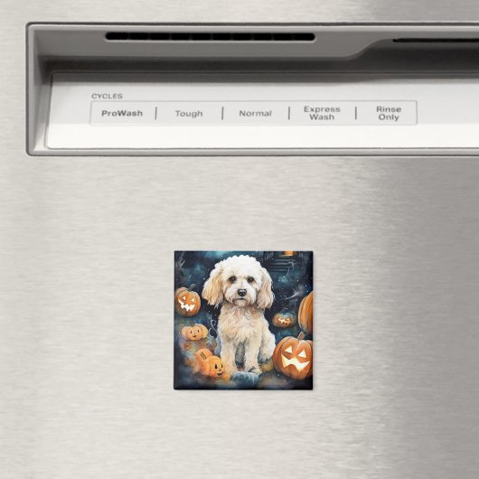 Halloween Cockapoo met pomkins Scary Magneet (Insitu (Vaatwasser))