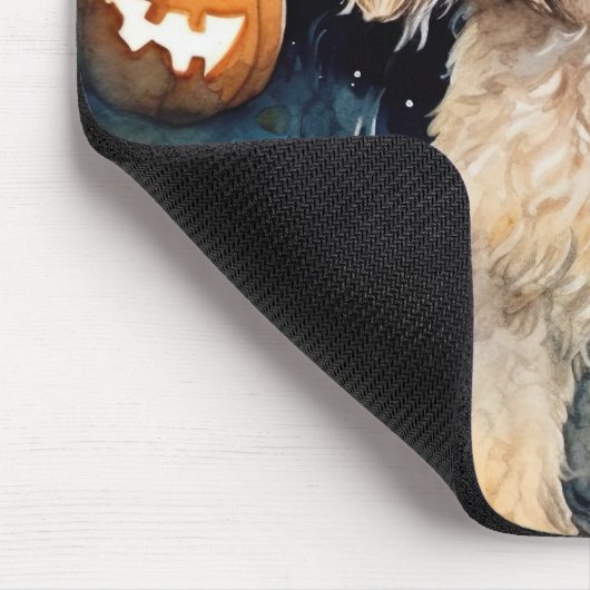 Halloween Cockapoo met pomkins Scary Muismat (Hoek)