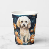 Halloween Cockapoo met pomkins Scary Papieren Bekers (Achterkant)