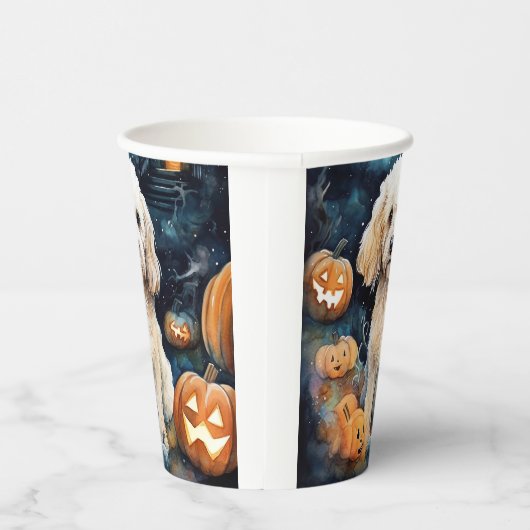 Halloween Cockapoo met pomkins Scary Papieren Bekers (Rechts)