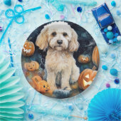 Halloween Cockapoo met pomkins Scary Papieren Bordje (Feest)