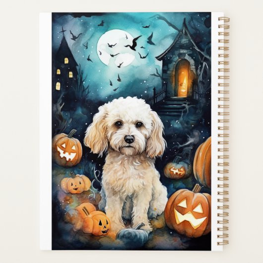 Halloween Cockapoo met pomkins Scary Planner (Achterkant)