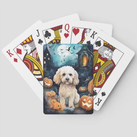 Halloween Cockapoo met pomkins Scary Pokerkaarten (Achterkant)
