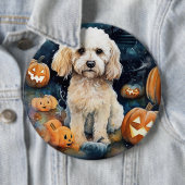 Halloween Cockapoo met pomkins Scary Ronde Button 6,0 Cm (In situ)