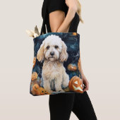 Halloween Cockapoo met pomkins Scary Tote Bag (Dichtbij)