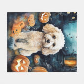 Halloween Cockapoo Met Pompoenen Eng Fleece Deken (Voorkant (Horizontaal))