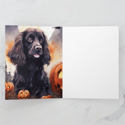 Halloween Cocker Spaniel met pompoenen  Kaart (Binnen)