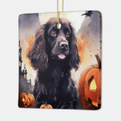 Halloween Cocker Spaniel met pompoenen Keramisch Ornament (Links)