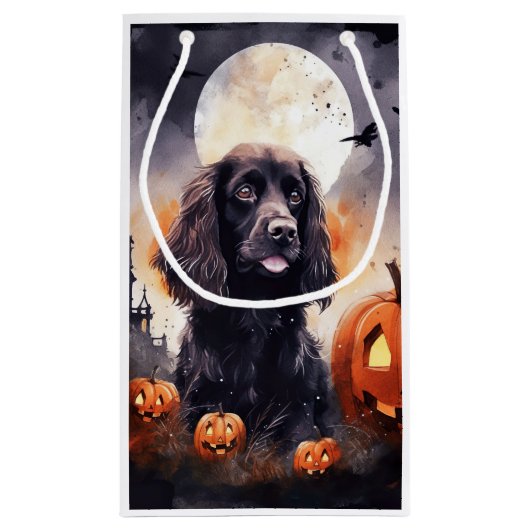 Halloween Cocker Spaniel met pompoenen Klein Cadeauzakje (Achterkant)
