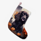 Halloween Cocker Spaniel met pompoenen Kleine Kerstsok (Voorkant (Hangend))