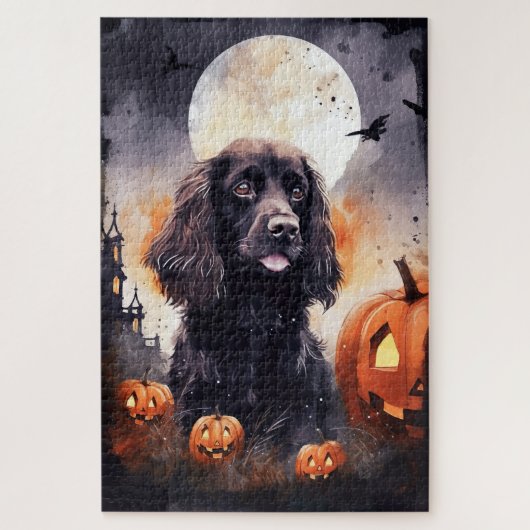 Halloween Cocker Spaniel met pompoenen Legpuzzel (Verticaal)