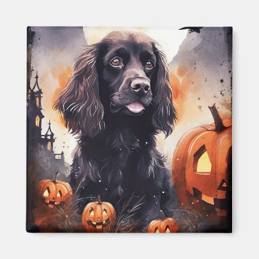 Halloween Cocker Spaniel met pompoenen Magneet (Voorkant)