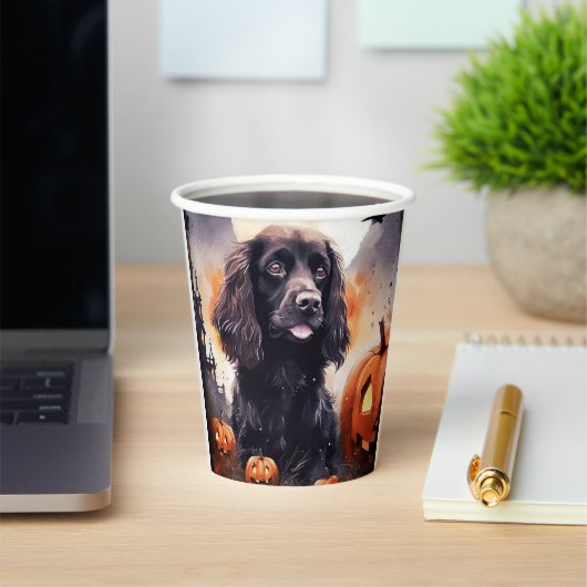 Halloween Cocker Spaniel met pompoenen Papieren Bekers (Insitu)
