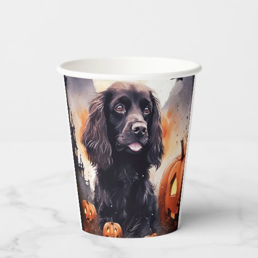 Halloween Cocker Spaniel met pompoenen Papieren Bekers (Achterkant)