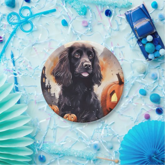Halloween Cocker Spaniel met pompoenen Papieren Bordje (Feest)
