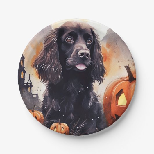 Halloween Cocker Spaniel met pompoenen Papieren Bordje (Voorkant)