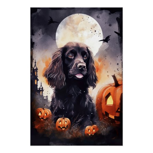 Halloween Cocker Spaniel met pompoenen Perfect Poster (Voorkant)