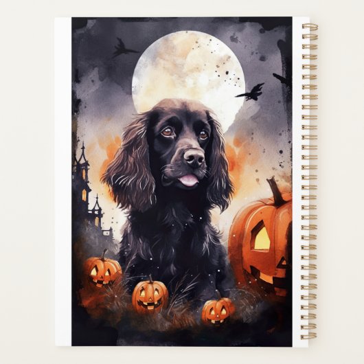 Halloween Cocker Spaniel met pompoenen Planner (Achterkant)