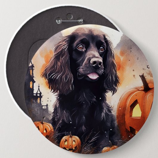 Halloween Cocker Spaniel met pompoenen Ronde Button 6,0 Cm (Voorkant /achterkant)