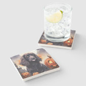 Halloween Cocker Spaniel met pompoenen Stenen Onderzetter (Zijkant)