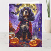 Halloween Cocker Spaniel Vampier Pompoenen Griezel Kaart (Voorkant)