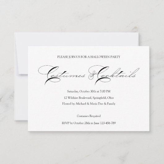 Halloween Cocktail Costume Party Invitation Kaart (Voorkant)