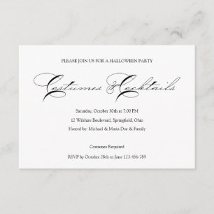 Halloween Cocktail Costume Party Invitation Kaart