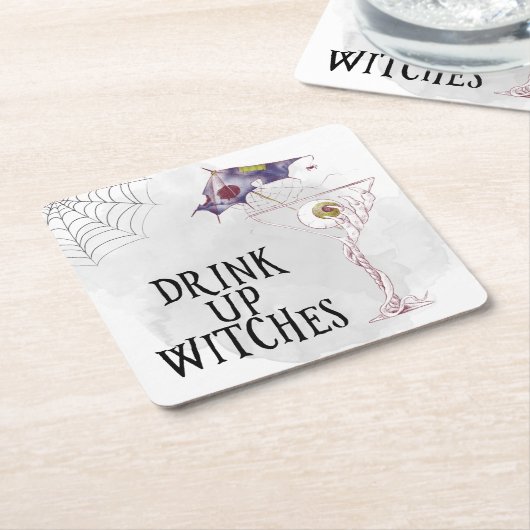 Halloween Cocktail Drink heksenfeest op Kartonnen Onderzetters (Schuin)