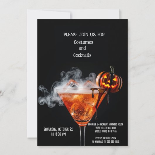 Halloween Cocktail Invitation Kaart – Jack O’Lante (Voorkant)
