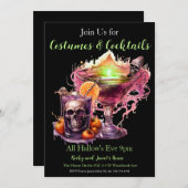 Halloween Cocktail Kostuum Feest Kaart (Voorkant / Achterkant)