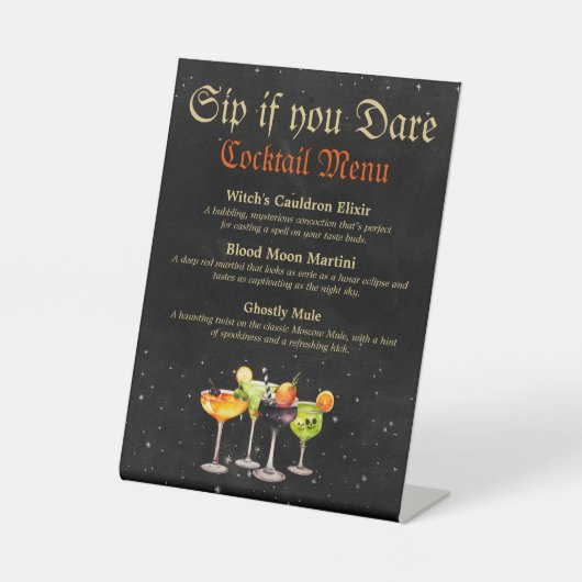 Halloween Cocktail Menu voetstuk teken Reclamebord Met Voetstuk (Voorkant)