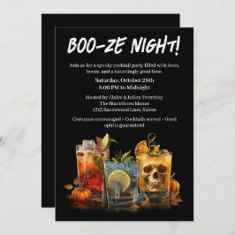 Halloween cocktail party | Boo-ze Night Kaart