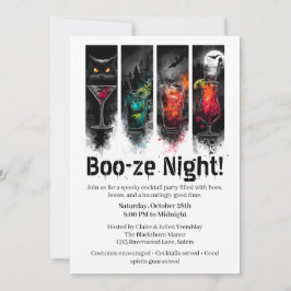 Halloween cocktail party | Boo-ze Night Kaart