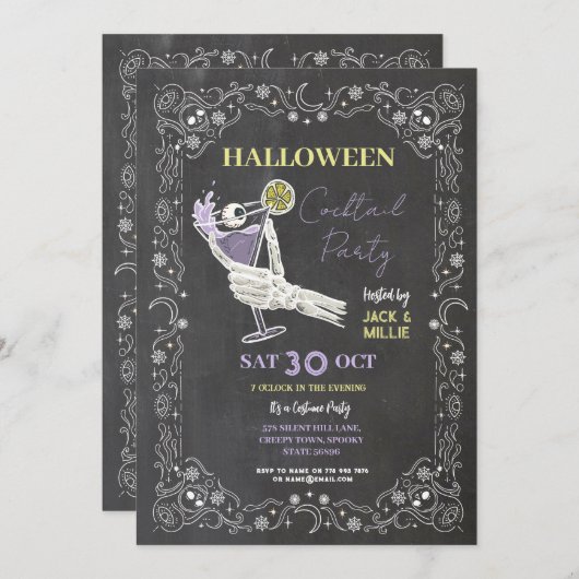 Halloween Cocktail Party Booze Boos Kaart (Voorkant / Achterkant)