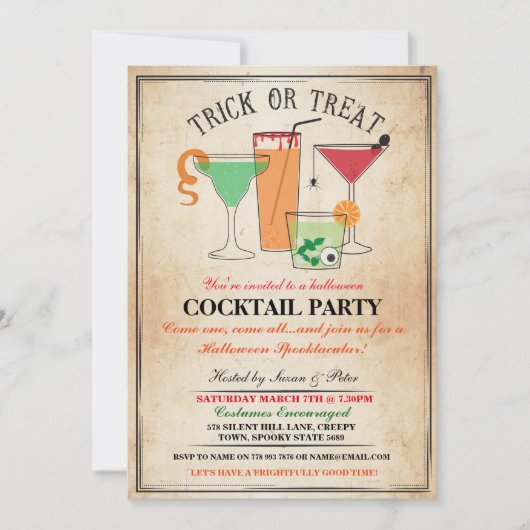 Halloween Cocktail Party Drink Spook Party nodigt  Kaart (Voorkant)