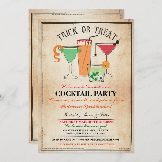 Halloween Cocktail Party Drink Spook Party nodigt  Kaart (Voorkant / Achterkant)