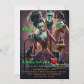 Halloween Cocktail Party, Frankenstein & Bride Kaart (Voorkant)