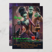 Halloween Cocktail Party, Frankenstein & Bride Kaart (Voorkant / Achterkant)