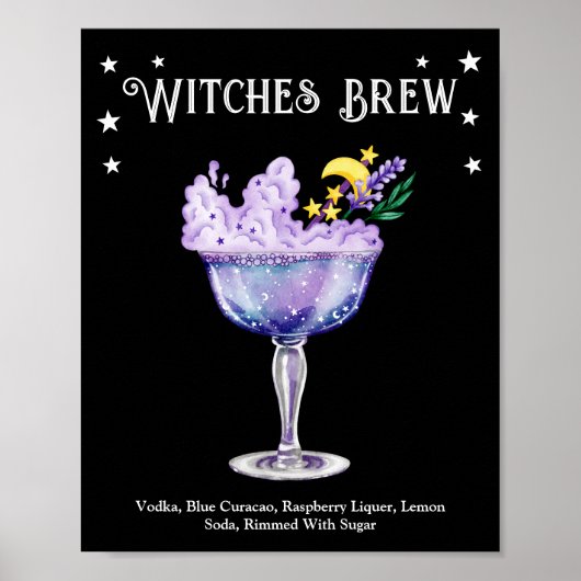 Halloween cocktail party heks recept poster (Voorkant)