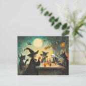 Halloween Cocktail Party Heksen Weerwolf Briefkaart (Staand voorkant)