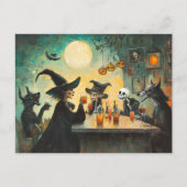 Halloween Cocktail Party Heksen Weerwolf Briefkaart (Voorkant)